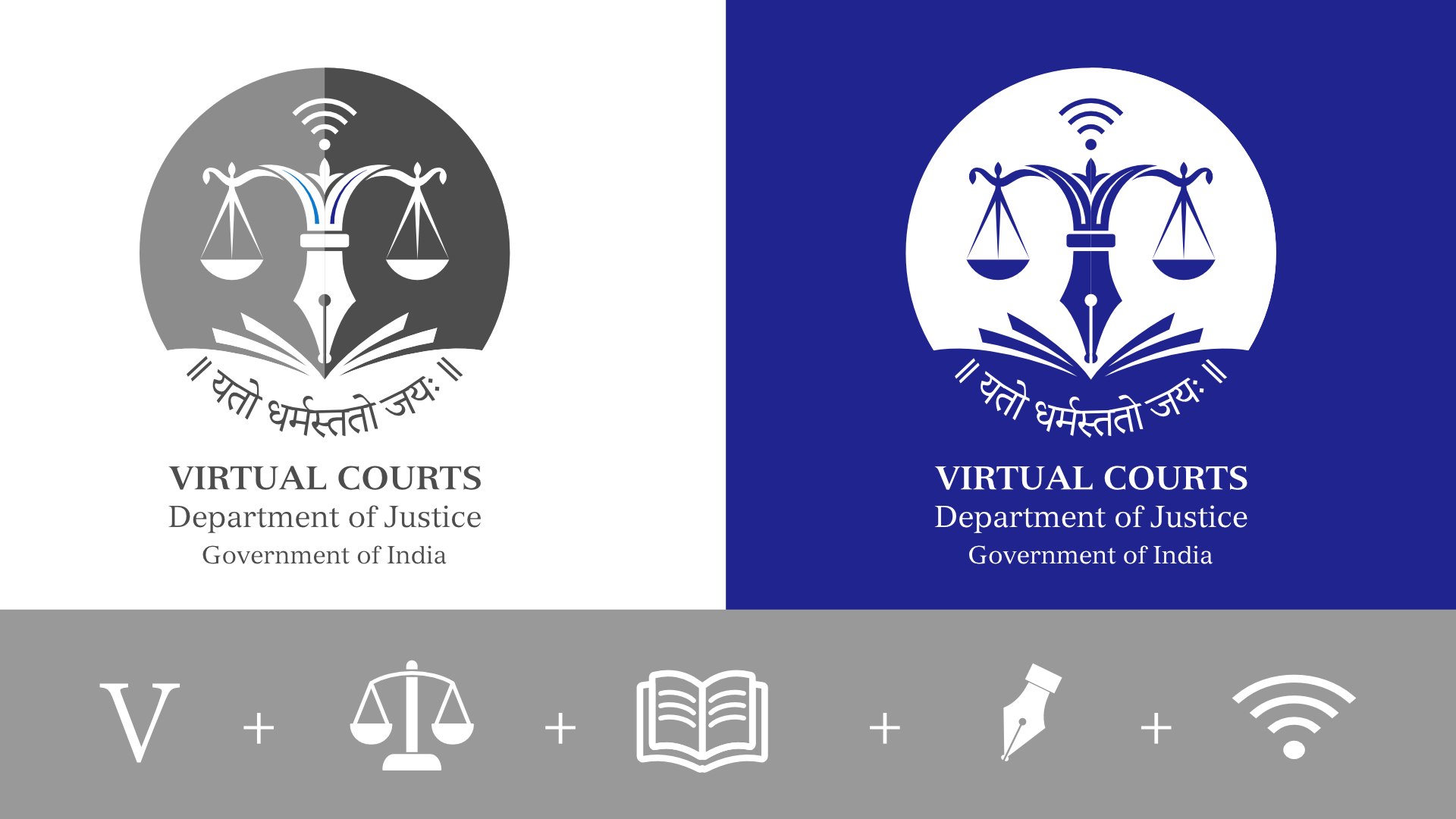 It is a combination of graphic elements like â€˜character Vâ€™+â€˜balanceâ€™+â€™penâ€™+ â€˜bookâ€™+Network symbol. The strokes of alphabet â€˜Vâ€™ are extended  to form the arms of â€˜Scale of Justiceâ€™ represents impartiality.